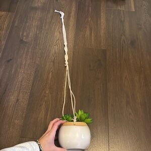 Faux Succulent + Macrame Hanging Plant Decor